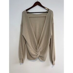 Mod On Trend Open Back / Open Knit Sweater L Beach Resort Cruise Poolside